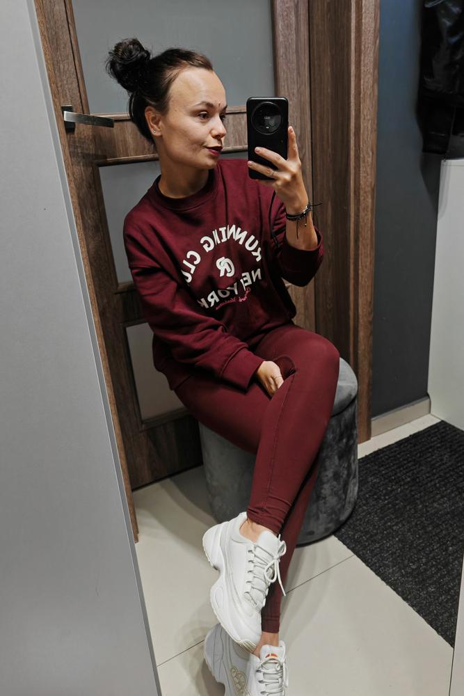 Potyczka's fit featuring H&M, Ellesse | autumn, burgundy, fall, hm, relaxed, streetwear, tracksuit