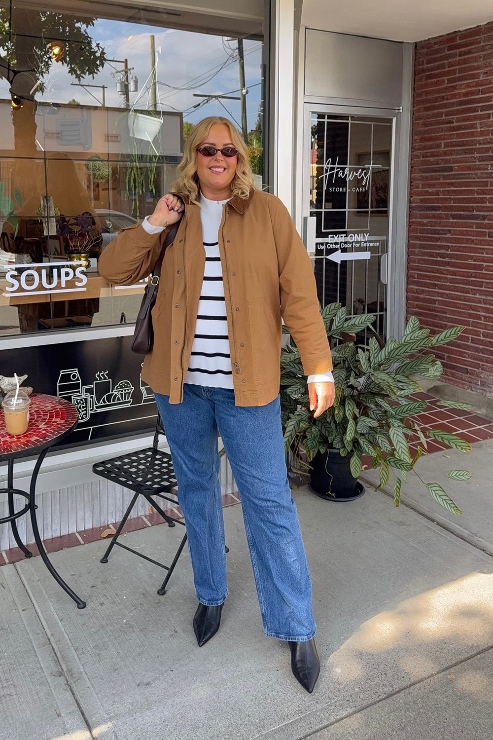 Post featuring Cream And Navy Plus Size Stripe Jumper- Myda