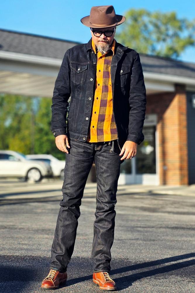 chainstitched's fit featuring Iron Heart, Indigofera, Stetson | [object Object]