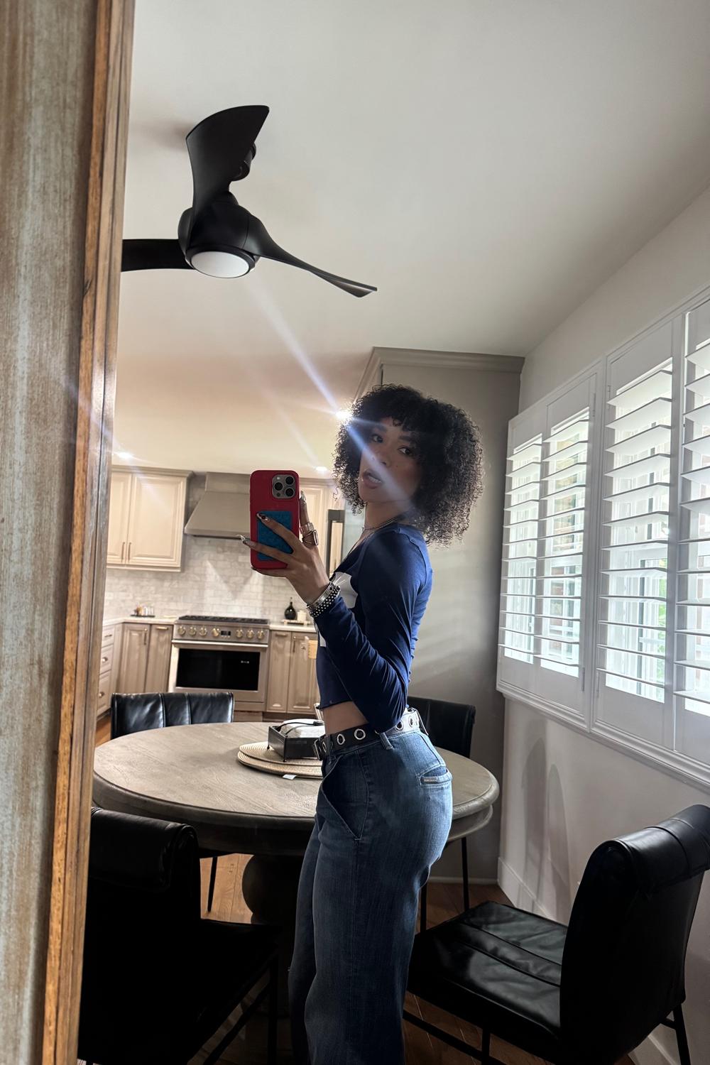 Post featuring SUMWON WOMEN Long Sleeve Crop Top With Contrast Panel Design