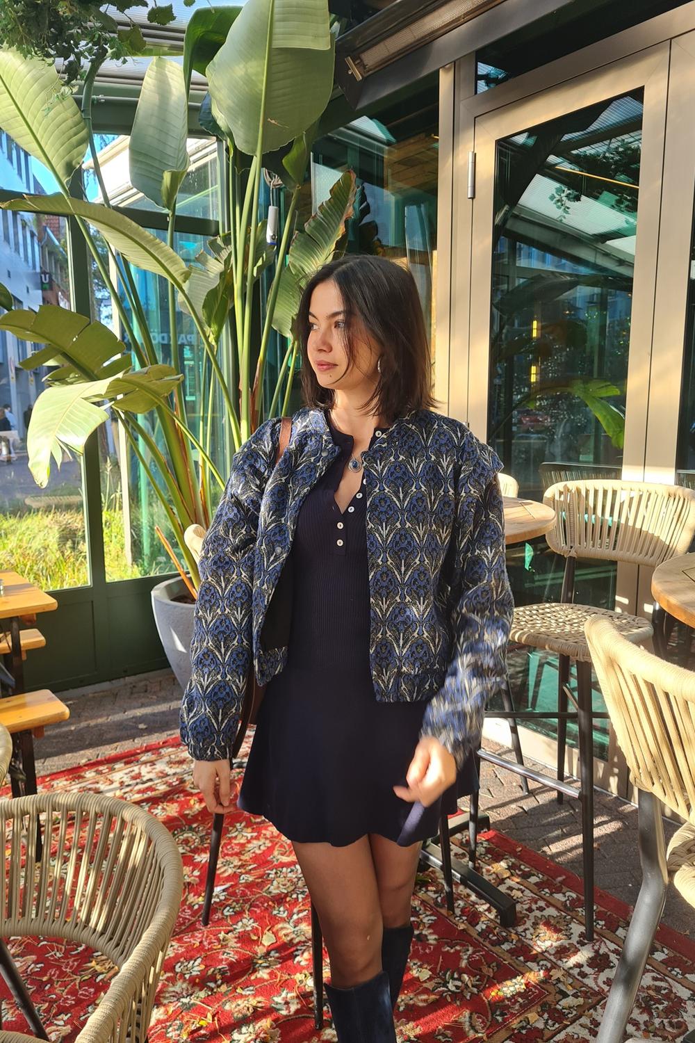 Post featuring H & M - Rib-knit flared-skirt dress - Blue