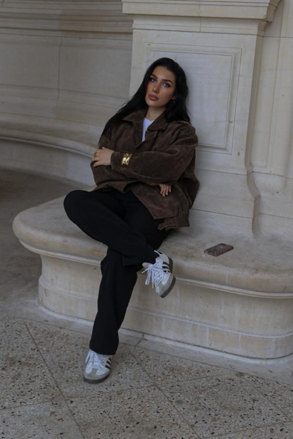 Post featuring Vintage Look Bombardier Oversize en synthétique Daim