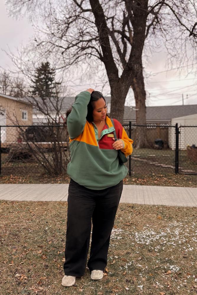 sydneycatherine's fit featuring Big Bear Trading Company, SHEIN, Matt & Nat, New Balance | casual, comfy, fleece, warm, winter, fall