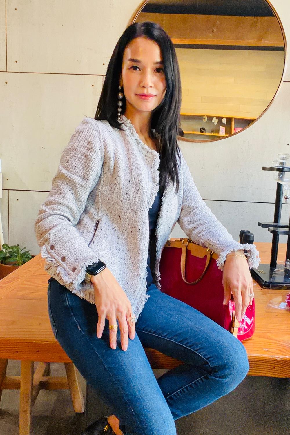 Post featuring NIC+ZOE Fringe Mix Knit Jacket in Sugar Cookie at Nordstrom, Size Medium