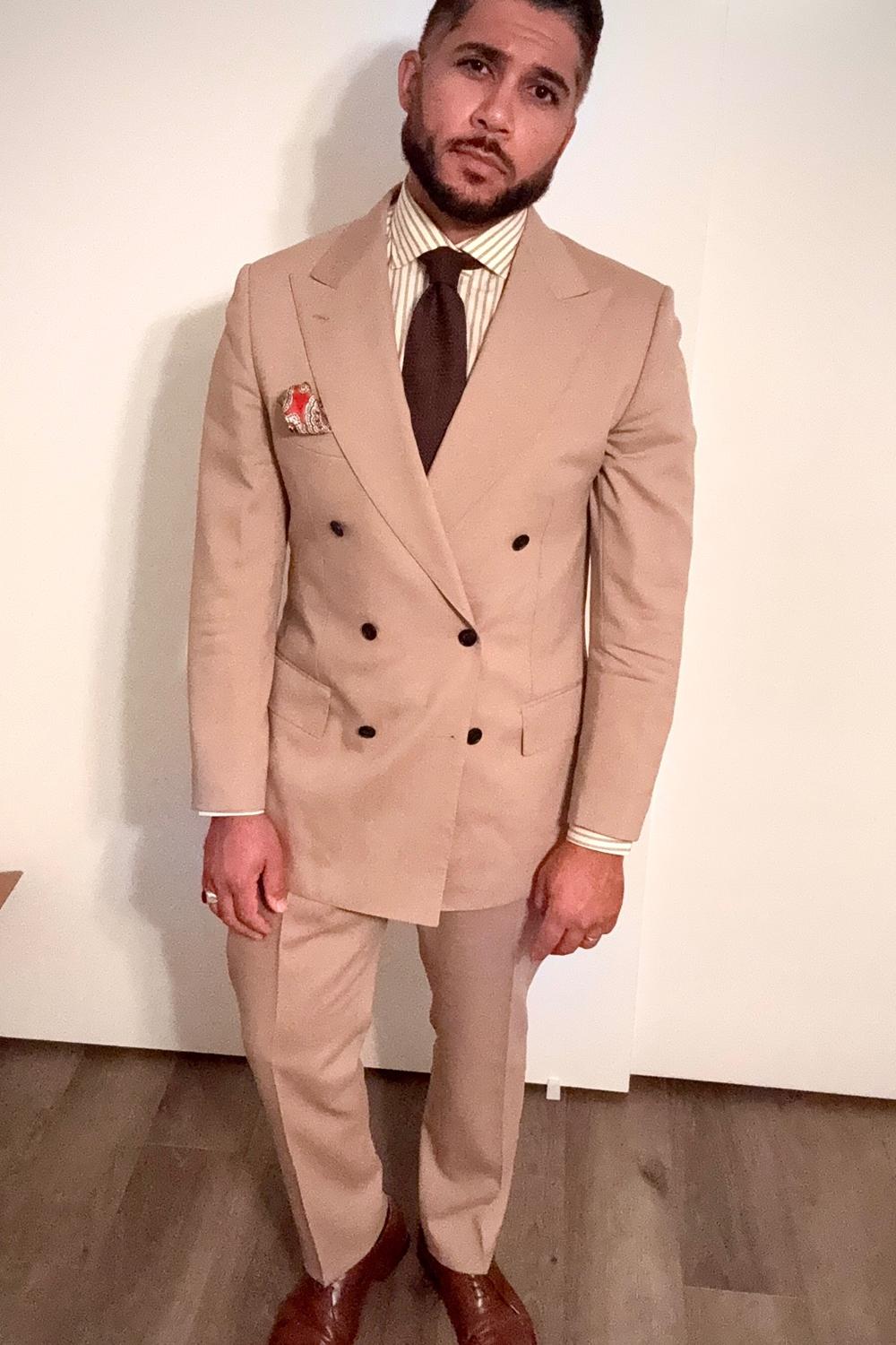 Post featuring Mid Brown Tailored Fit Milano Suit