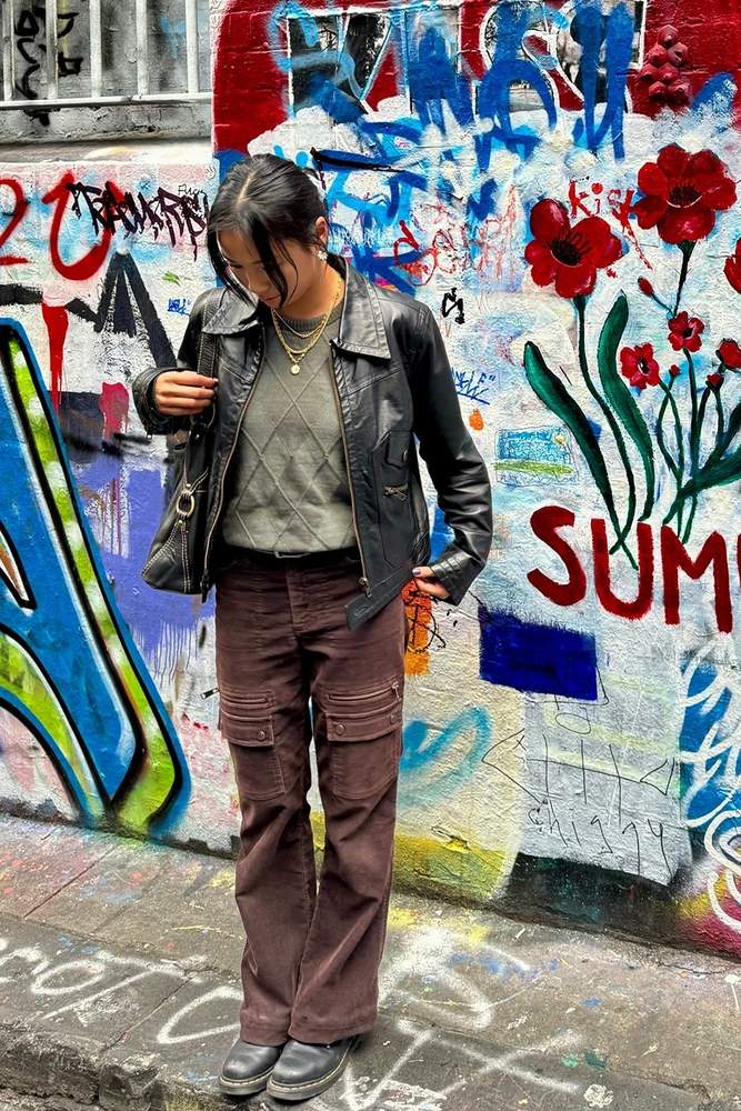 EllyYeow's fit featuring Dr. Martens, Princess Polly, Cellini, & Other Stories, Cotton On | corduroy, cozy, fall, layering, layers, leather, leatherjacket, minima, ootd, simple, sweater, winter