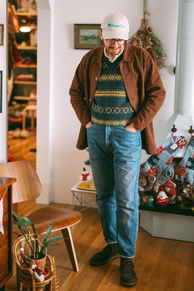 BradyKenniston's fit featuring BEAMS PLUS, Wythe NY, Astorflex, Levi's | sweater, sweatervest, beamsplus, levis, ralphlauren, menswear, wythe