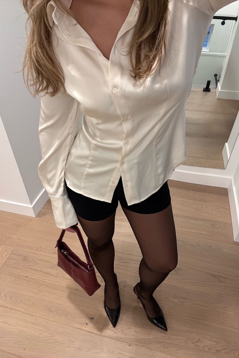 Post featuring Eva Cinched Satin Shirt
