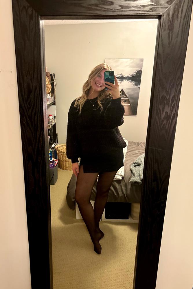 Amber's fit featuring H&M, American Eagle, Sheertex | [object Object], [object Object]