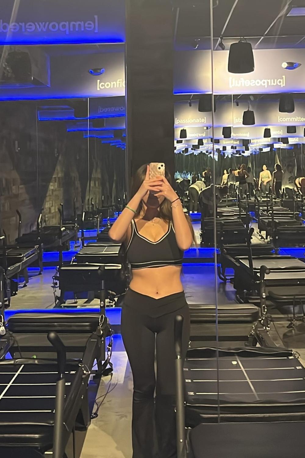 Post featuring OFFLINE By Aerie Real Me High Waisted Crossover Flare Legging Women's True Black XXS