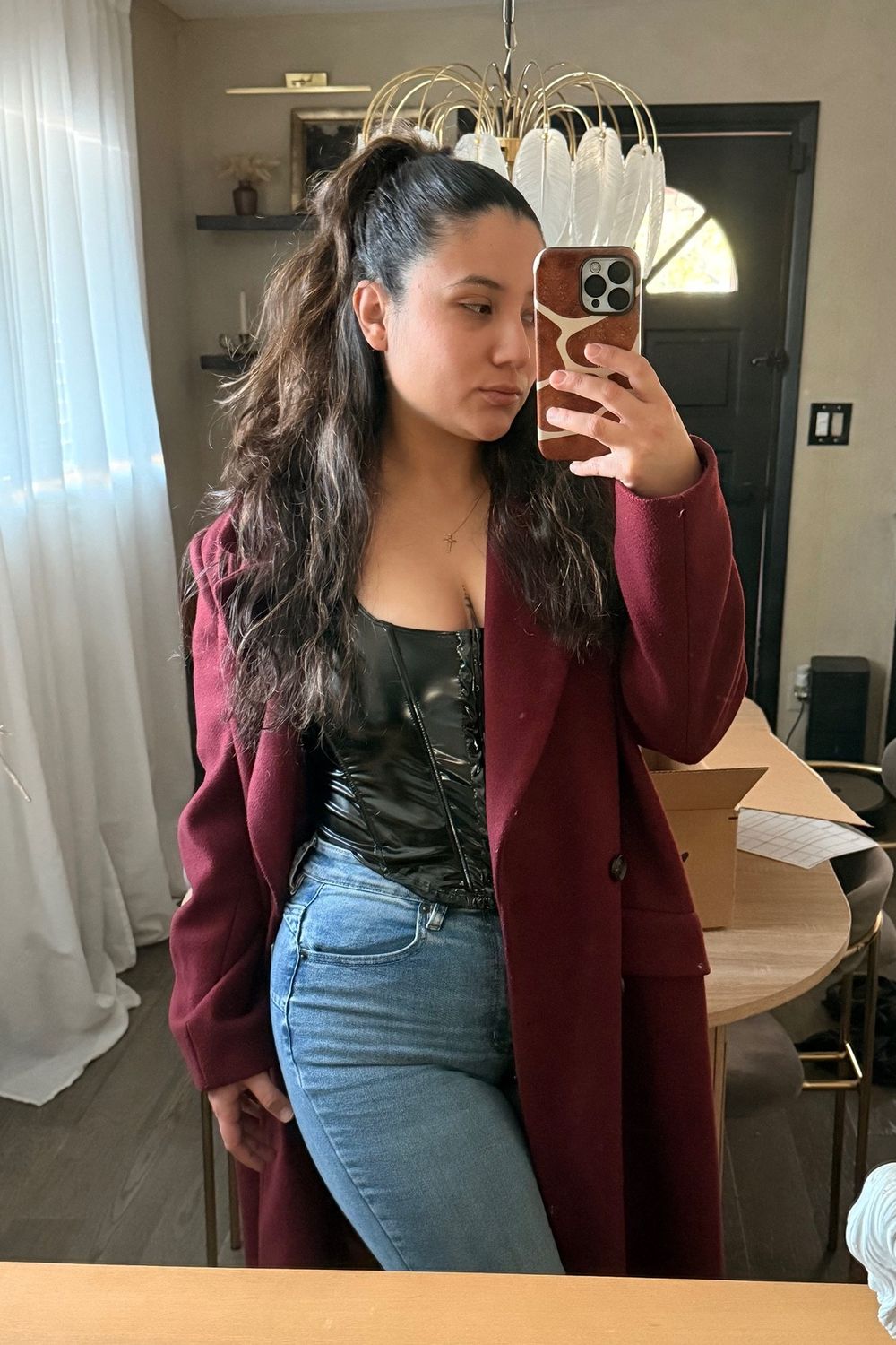 Post featuring Please Me Latex Corset Top - Black