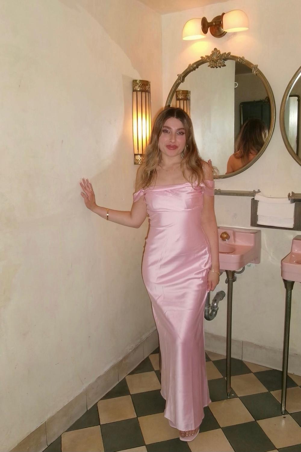 Post featuring Azura Off The Shoulder Maxi Dress Pink