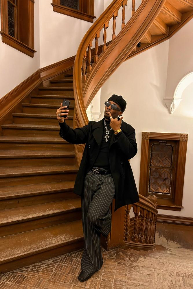 Osemega's fit featuring Prada, Stacy Adams, Cold Culture, George