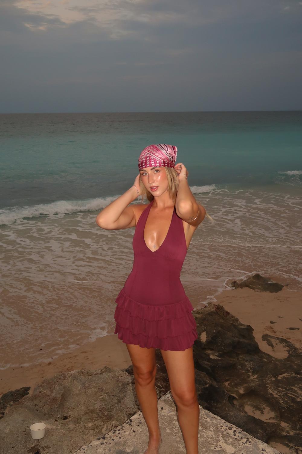 Post featuring Under The Moonlight Halter Playsuit Wine