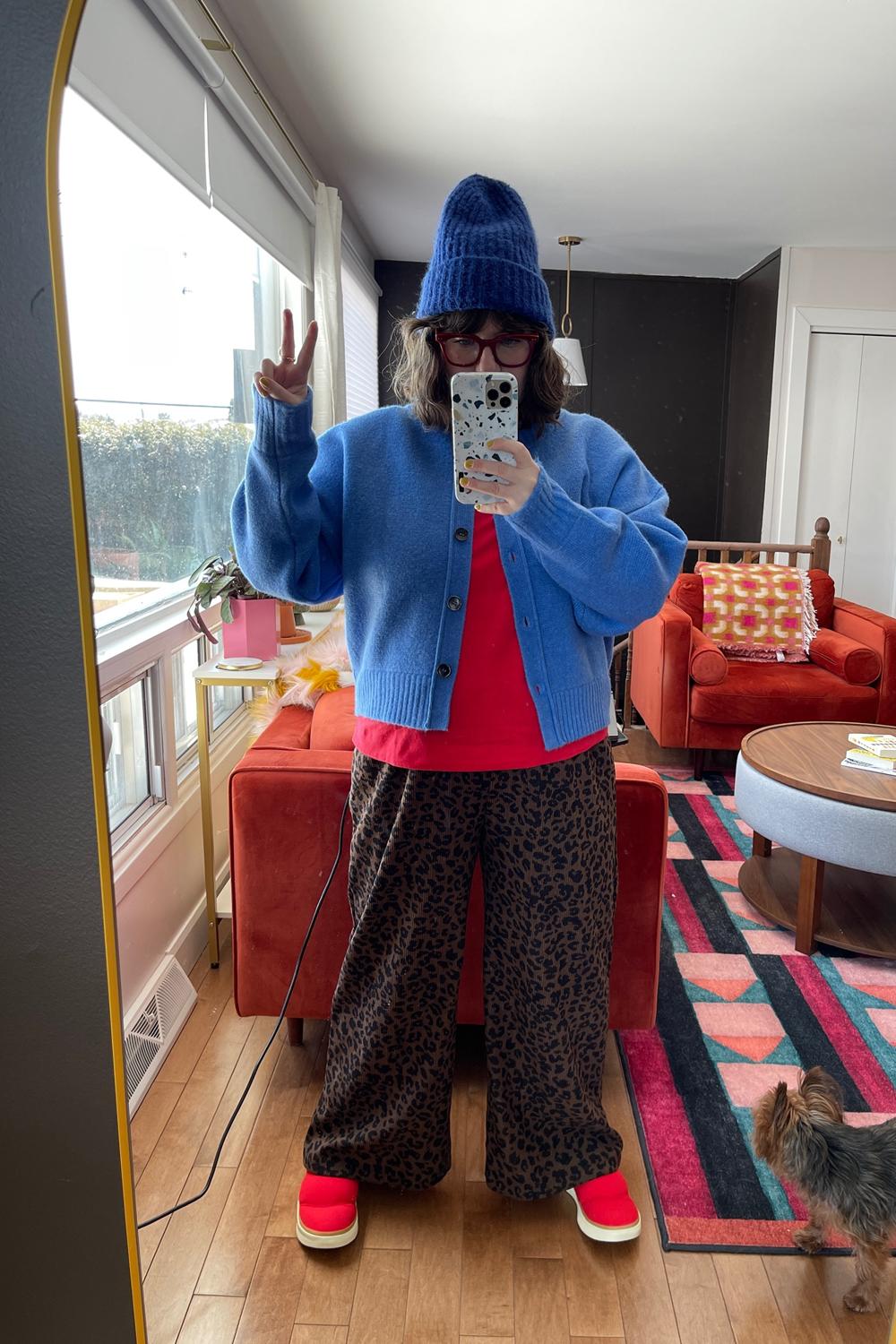 Post featuring Halara Pantalones holgados casuales de pana con estampado de leopardo y tiro alto con bolsillos - Black Coffee Leopard Print - M(petite)