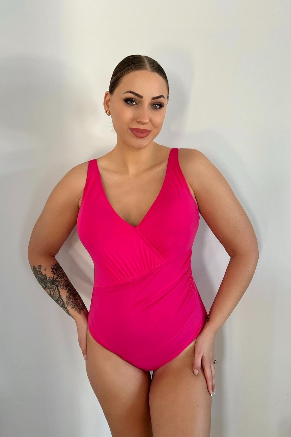 Post featuring Sculpt Ease Ruched V-Neck One-Piece Swimsuit
