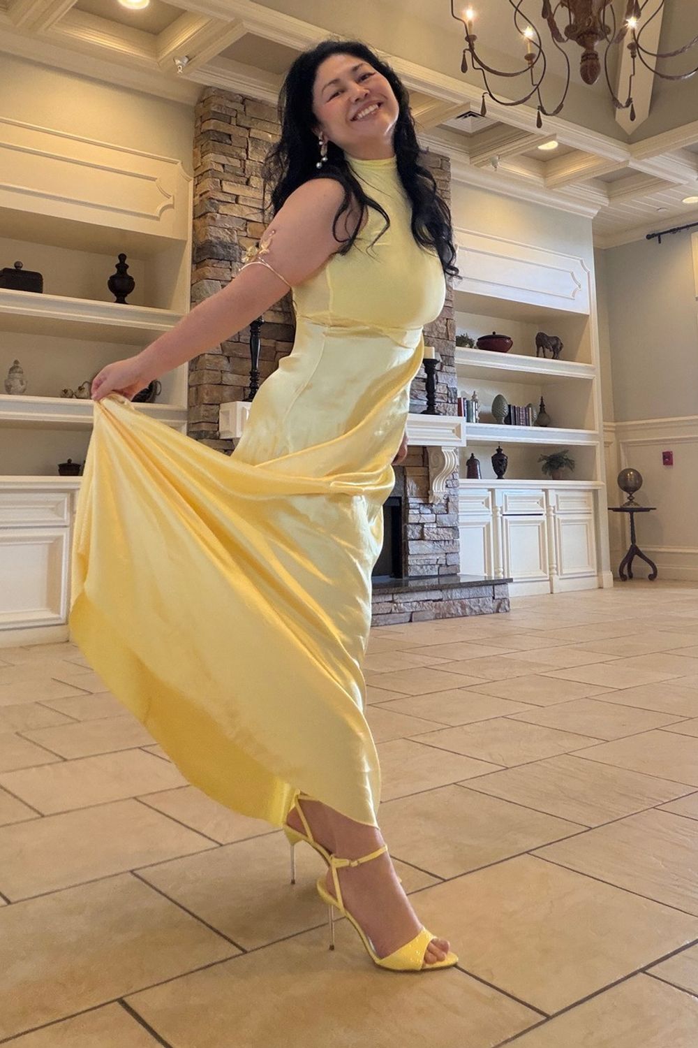 Post featuring Annabeth Faux Patent Pointed Toe Heels - Yellow