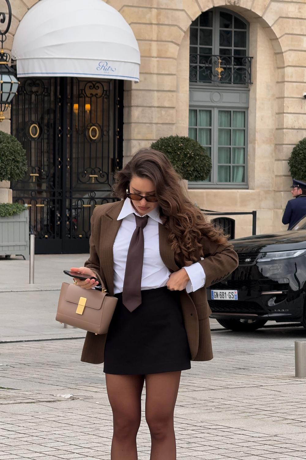 Post featuring Fanny Striped Herringbone Button Suit Blazer in Cotton