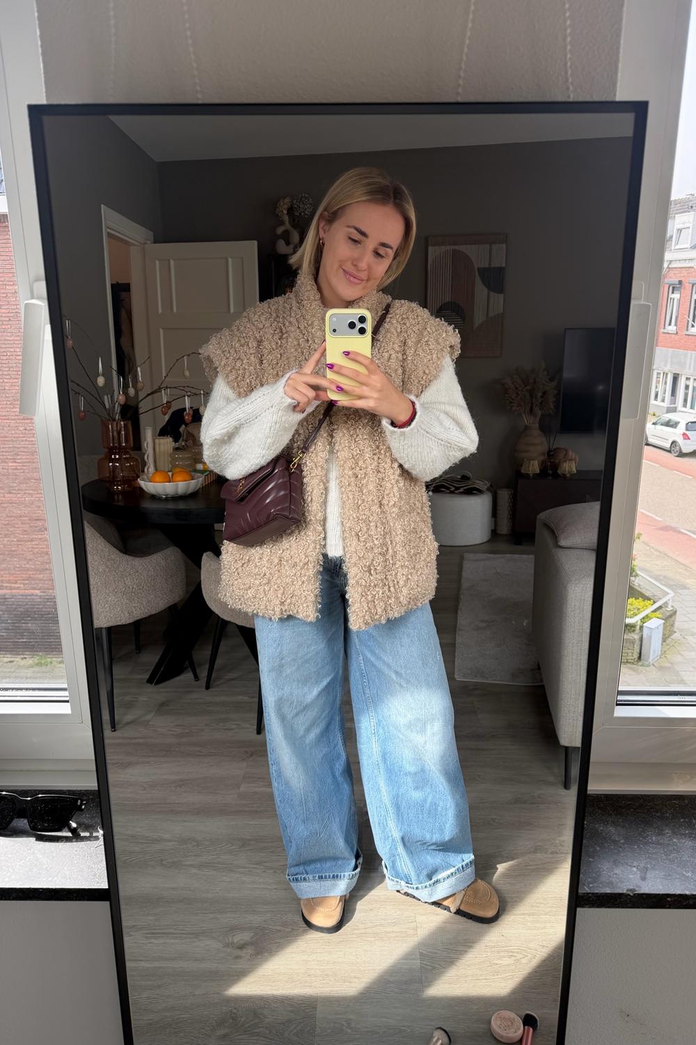 Post featuring fluffy gilet | pearl