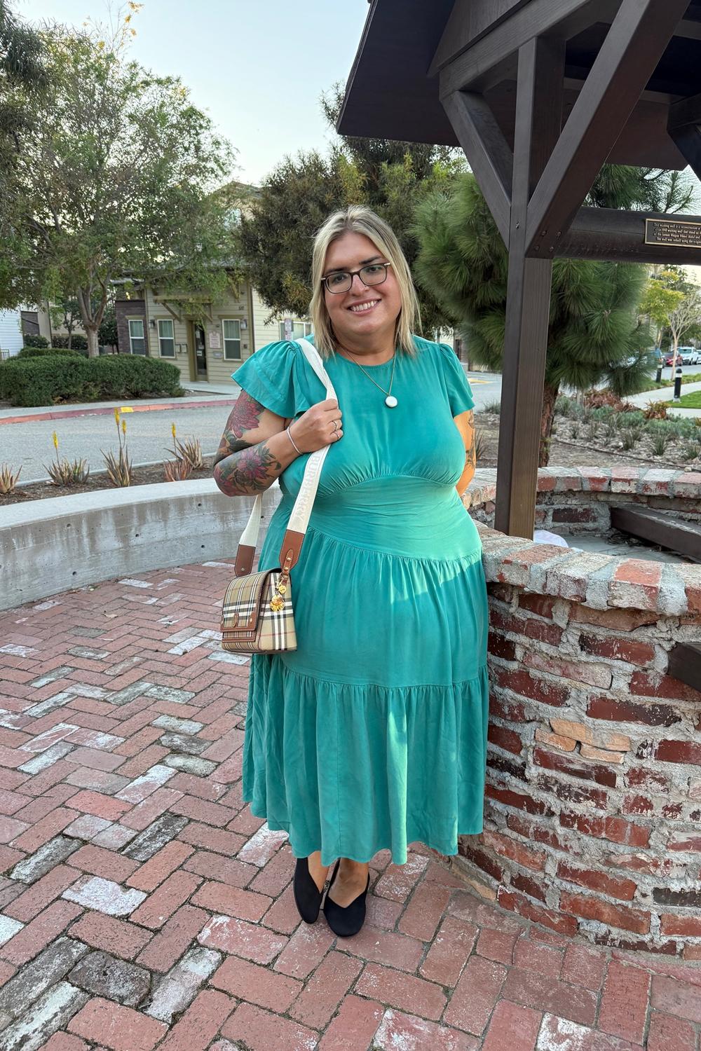 Post featuring Mariella Stretch Cupro Dress - Green Tourmaline