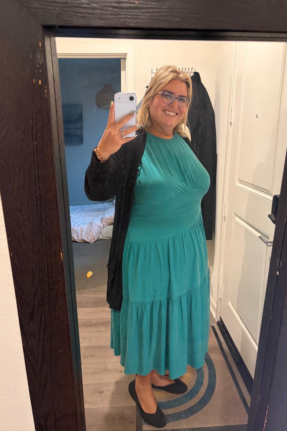 Post featuring Mariella Stretch Cupro Dress - Green Tourmaline