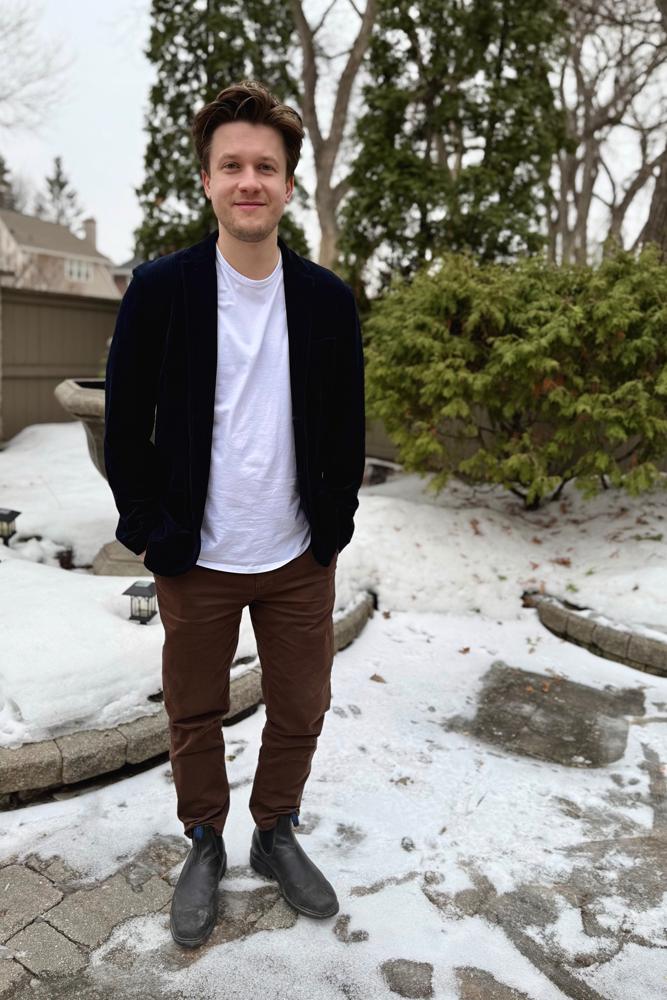 chris's fit featuring Lululemon, Harris Wharf London, Nudie Jeans, Blundstone