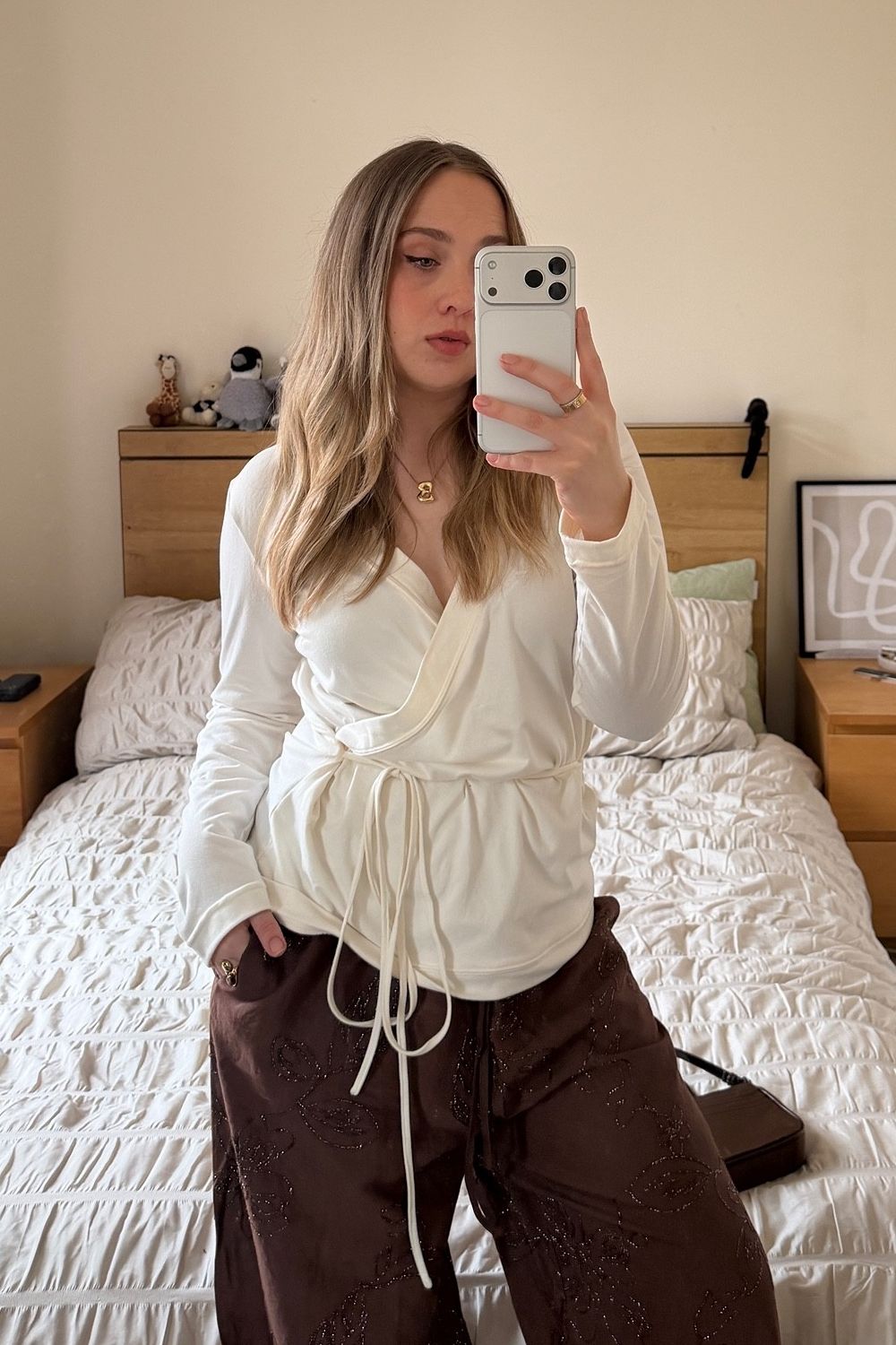Post featuring Embroidered Pattern Wide-Leg Trousers