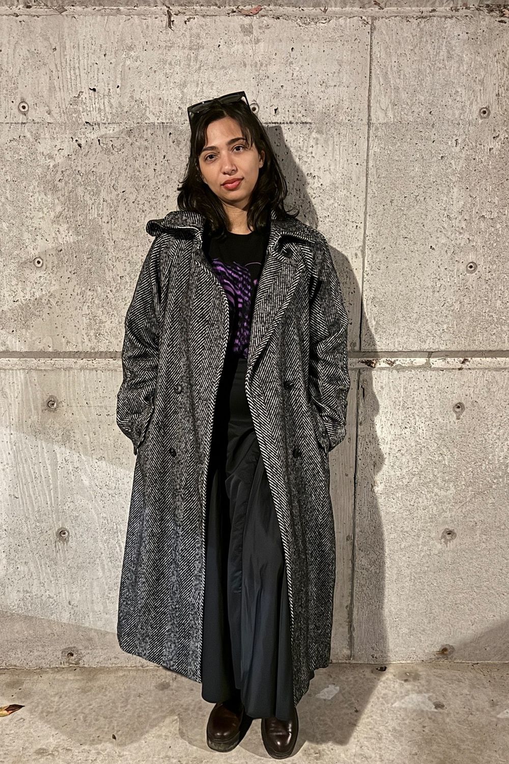 Post featuring Double-Breasted Herringbone Belted Trench Coat