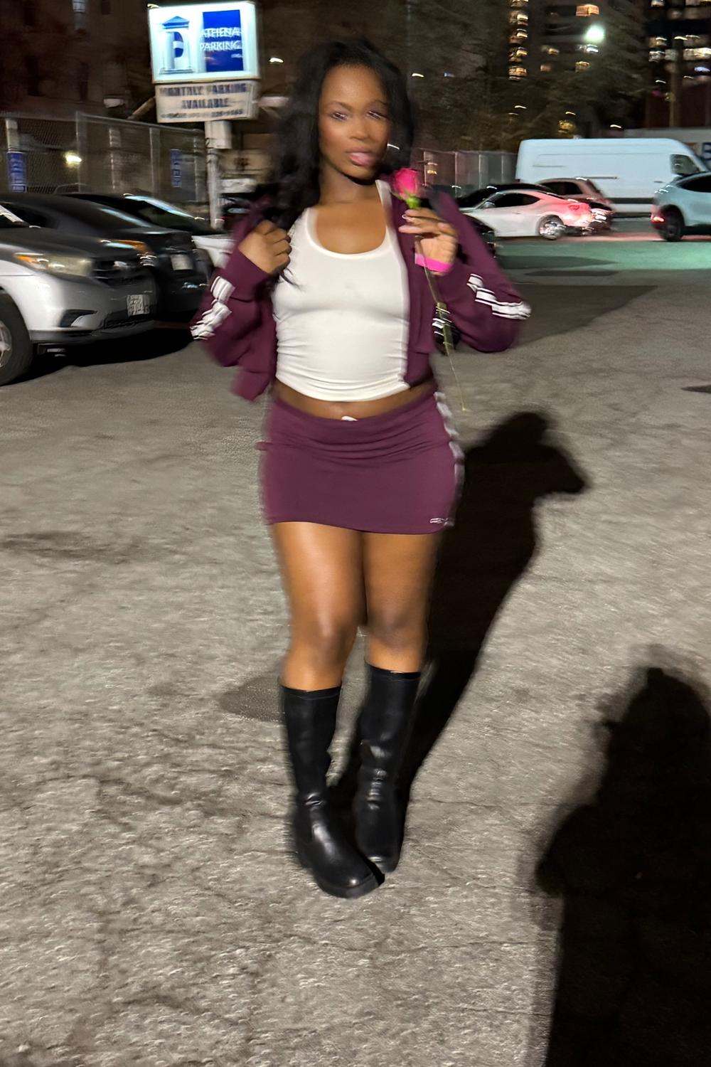 Post featuring Track Star Mini Skirt - Burgundy