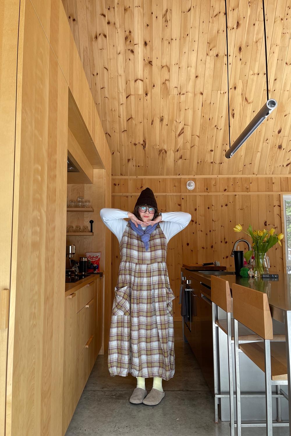 Post featuring Sartene French Linen Dress in Pistachio Check