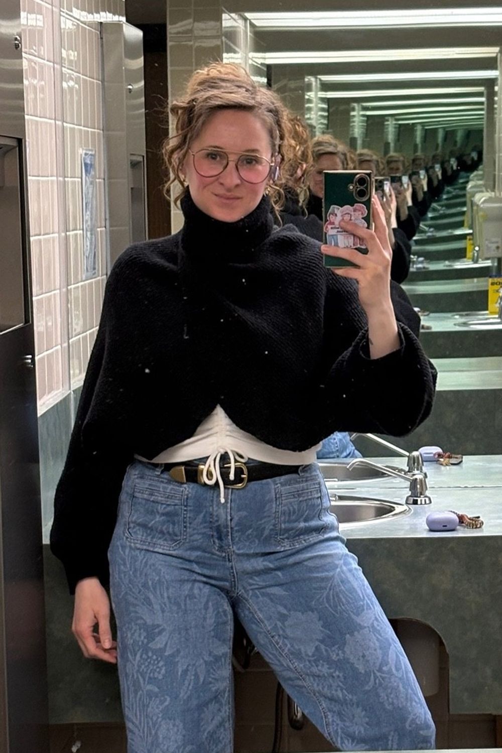 Post featuring Printed Cropped Patch Pocket Flare Jeans - Flowers