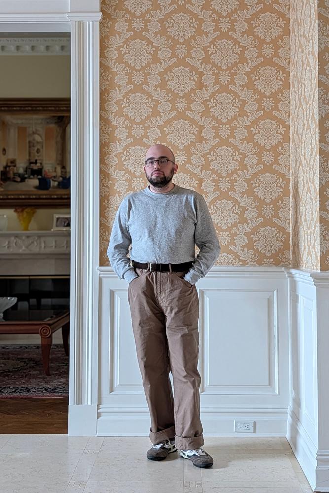 thesecondbutton's fit featuring AYR, Oliver Peoples, Pompeii