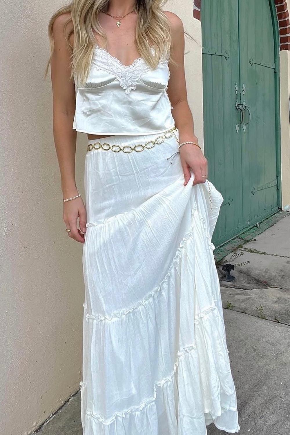 Post featuring Miriah Maxi Skirt White