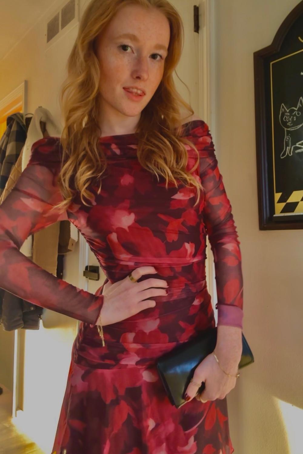 Post featuring Marrissa Off Shoulder Long Sleeve Mini Dress Burgundy Floral