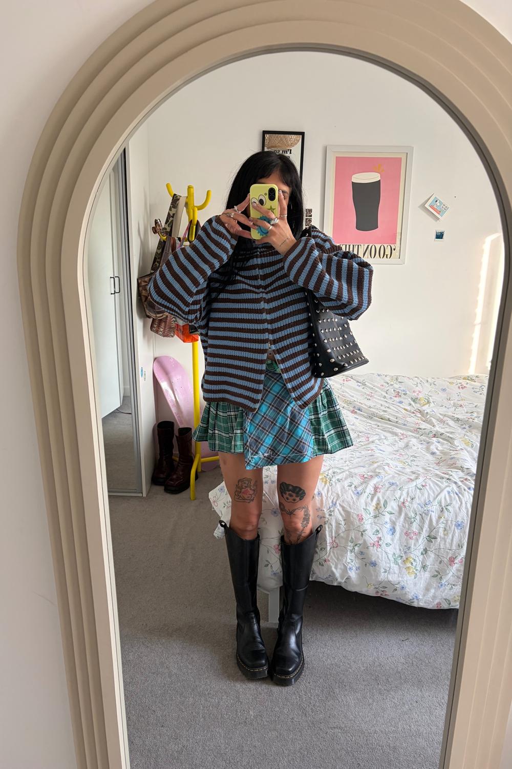 Post featuring High Neck Striped Zip Up Sweater