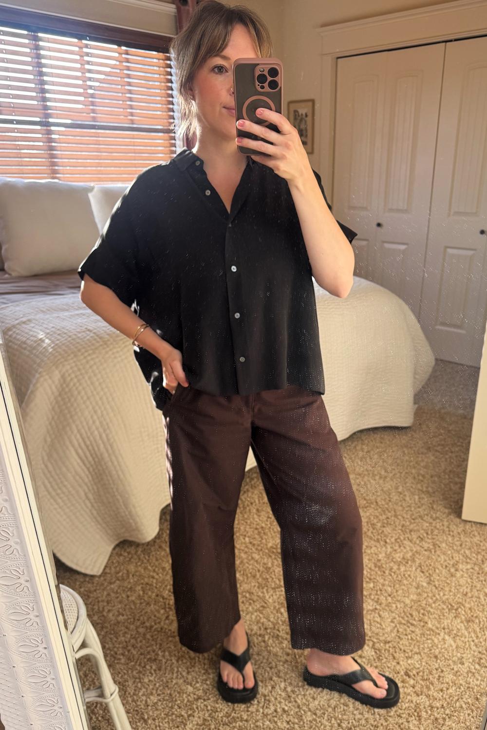 Post featuring The Boxy Shirt in Washable Silk | Black