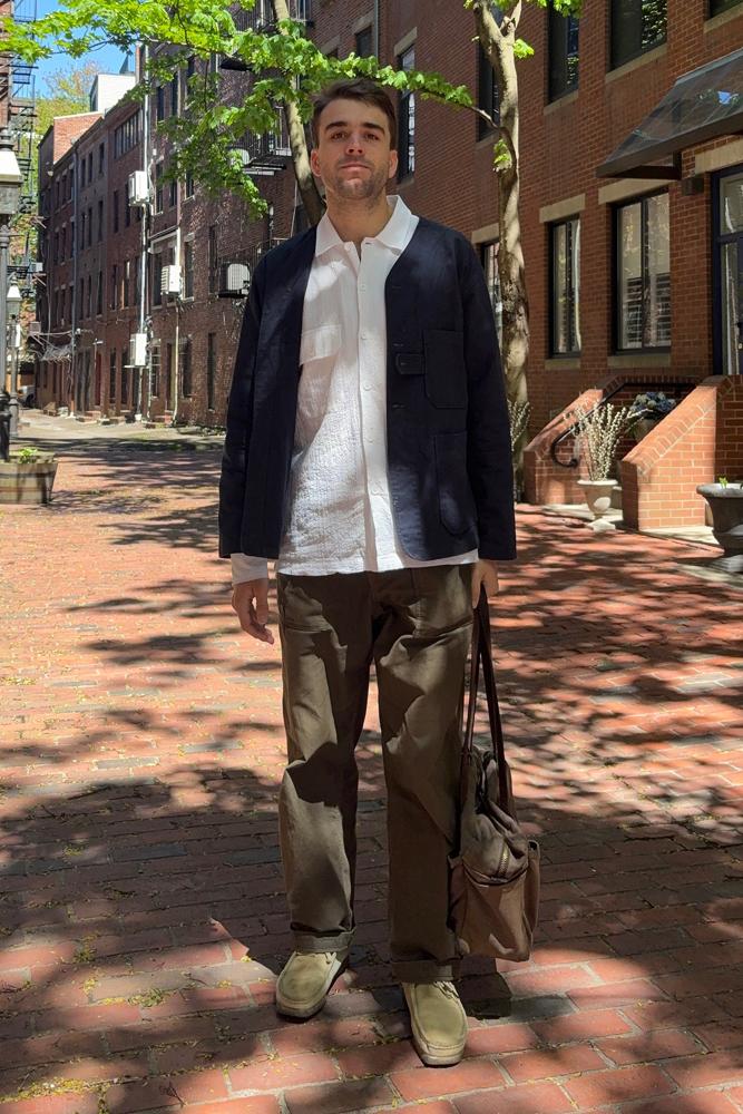 JeanKrupa's fit featuring Universal Works, Engineered Garments, Clarks, Filson, IZIPIZI