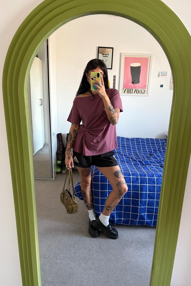 Chrisptine's fit featuring Damson Madder, Adidas, Dr. Martens, Primark