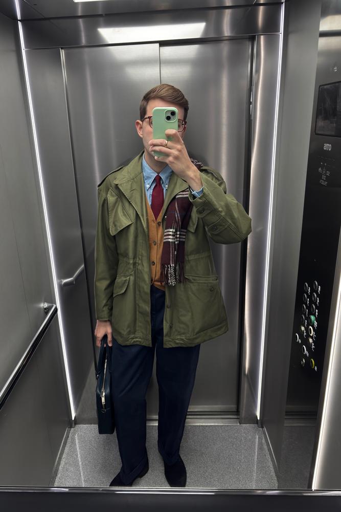 ogDamemoto's fit featuring Brooks Brothers, Berg & Berg, U.S. Army, Doucal's, No Brand