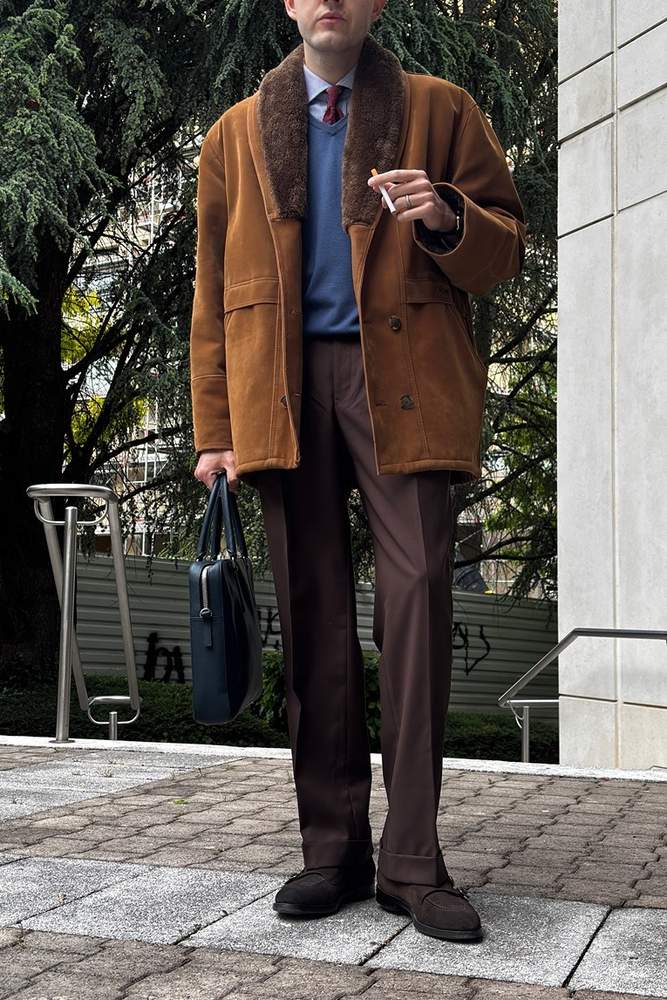 ogDamemoto's fit featuring No Brand, Loro Piana, Carthage Paris, Magnanni, Sandro