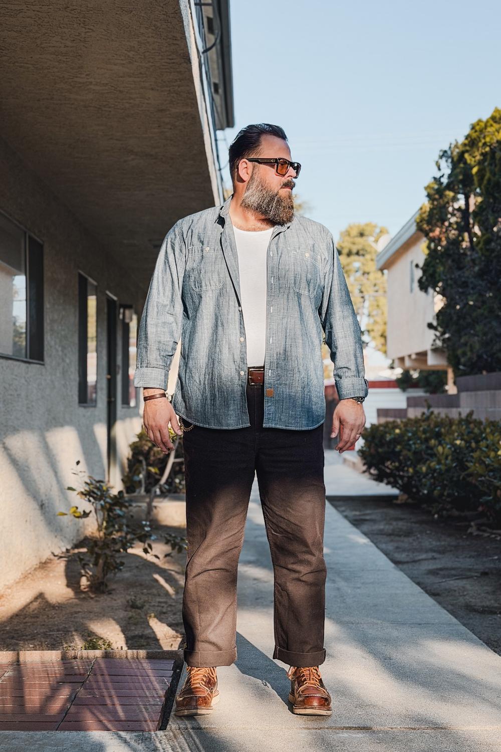 Post featuring Tall size in stock now! Dubinik® 5.5oz Denim Blue Chambray Long Sleeve Pocket Cotton Workshirt#58004