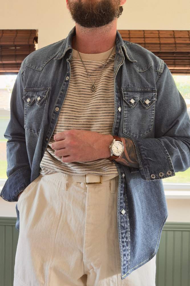 dressedtoamuse's fit featuring The Real McCoy's, Buck Mason, Sweet Hat Co, Maritime Supply Co, Longines