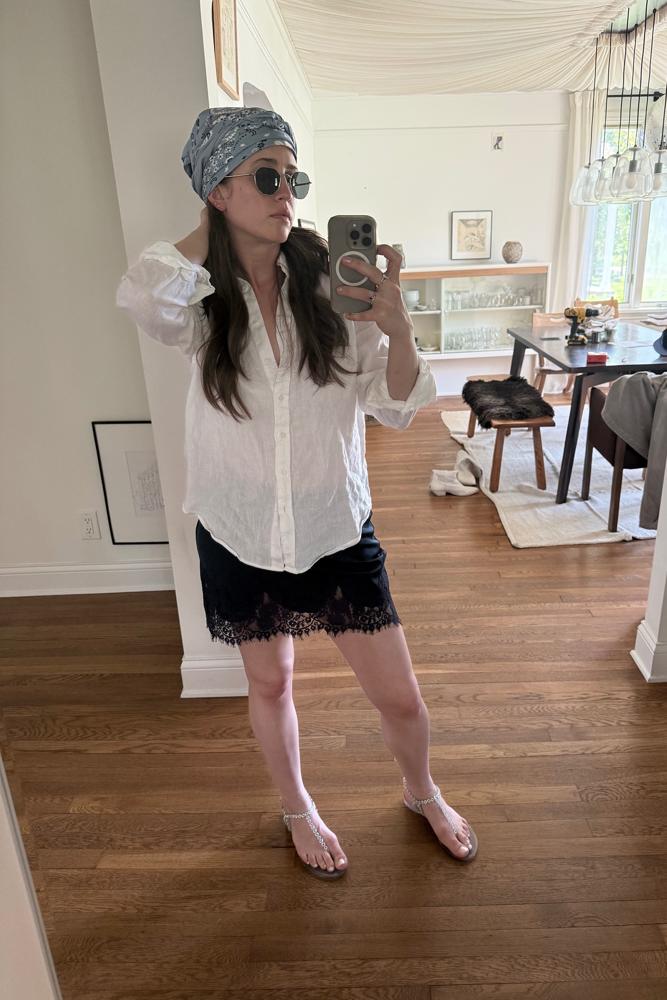 kristinyezza's fit featuring Brooks Brothers, Reformation, Call it by your name, Aquazzura, Memori Eyewear, Catbird, No Brand, Tess Young Jewlery