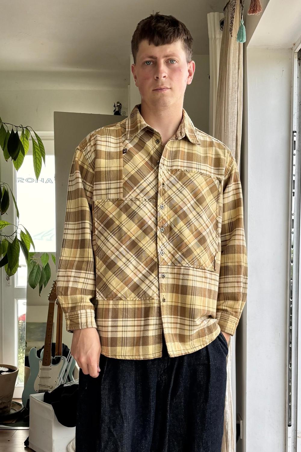 Post featuring Hai by Issey Miyake Plaid Flannel Shirt Beige M