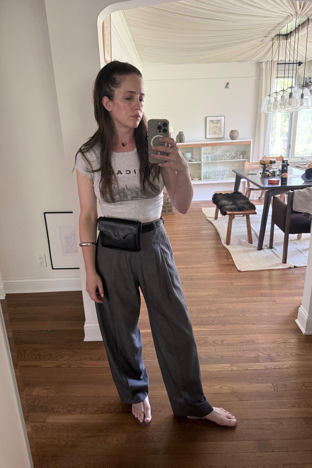 Post featuring Gelso Pleated Trousers - Dark Grey Melange