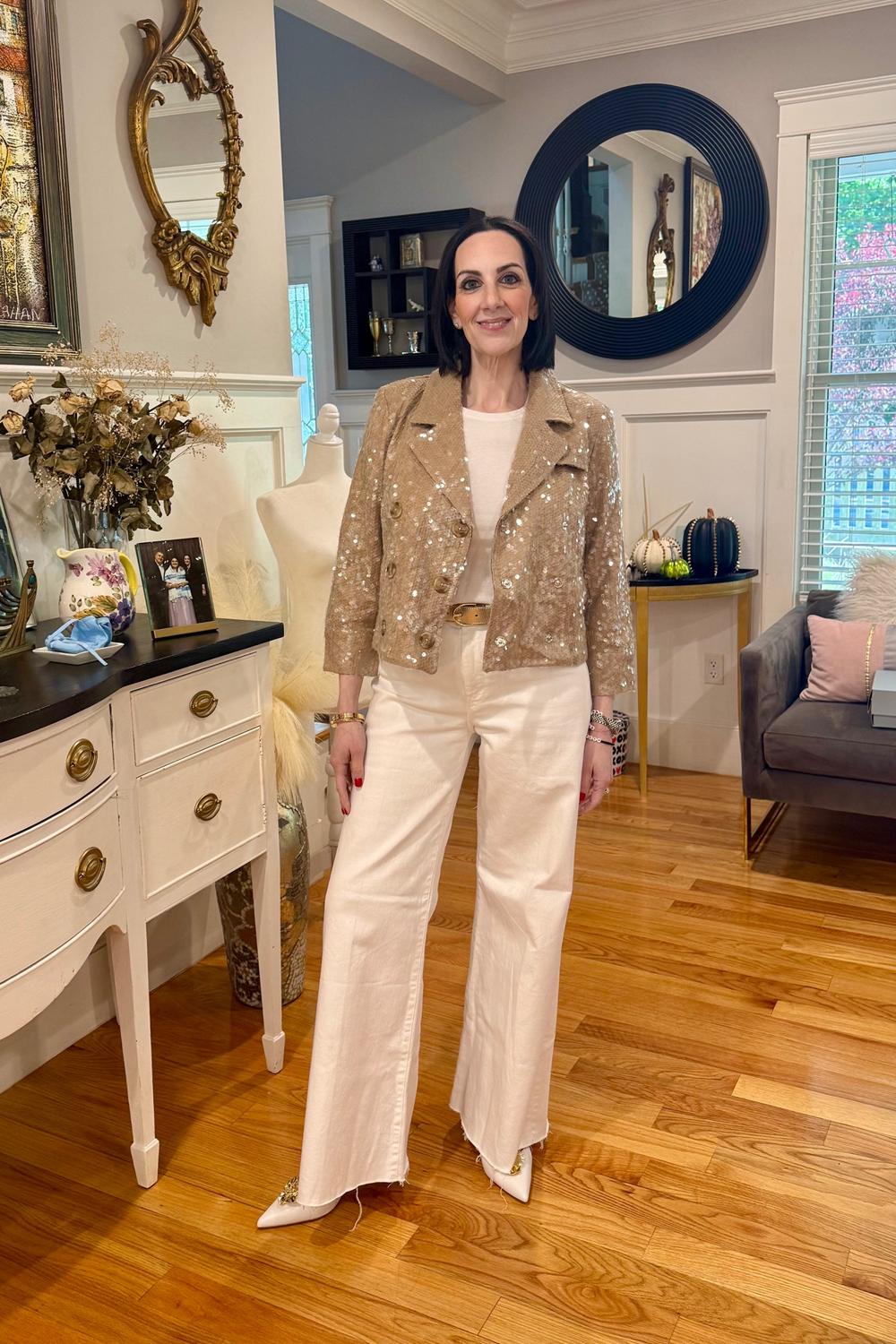 Post featuring Sequin Moto Jacket - Champagne