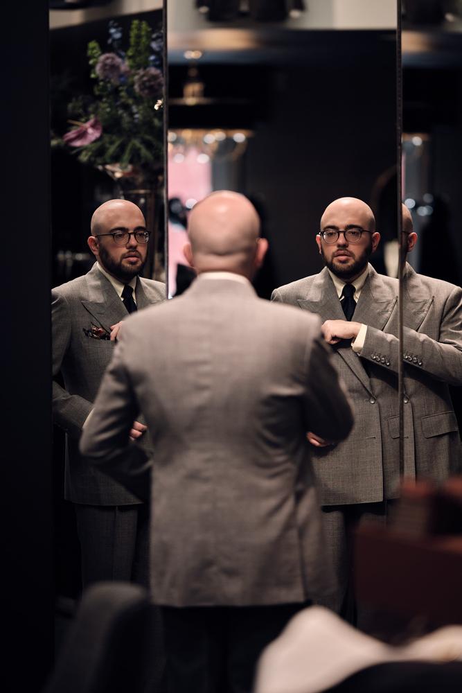 thesecondbutton's fit featuring Michael Andrews Bespoke, Brooks Brothers, Oliver Peoples