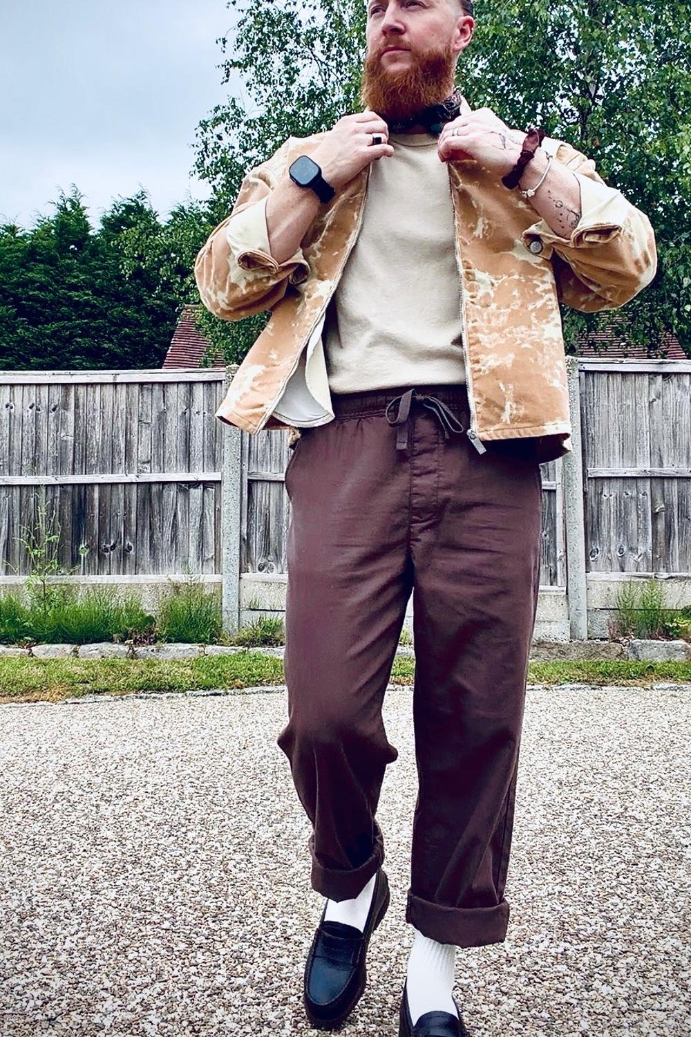 Post featuring ASOS DESIGN baggy fit linen blend trousers in brown