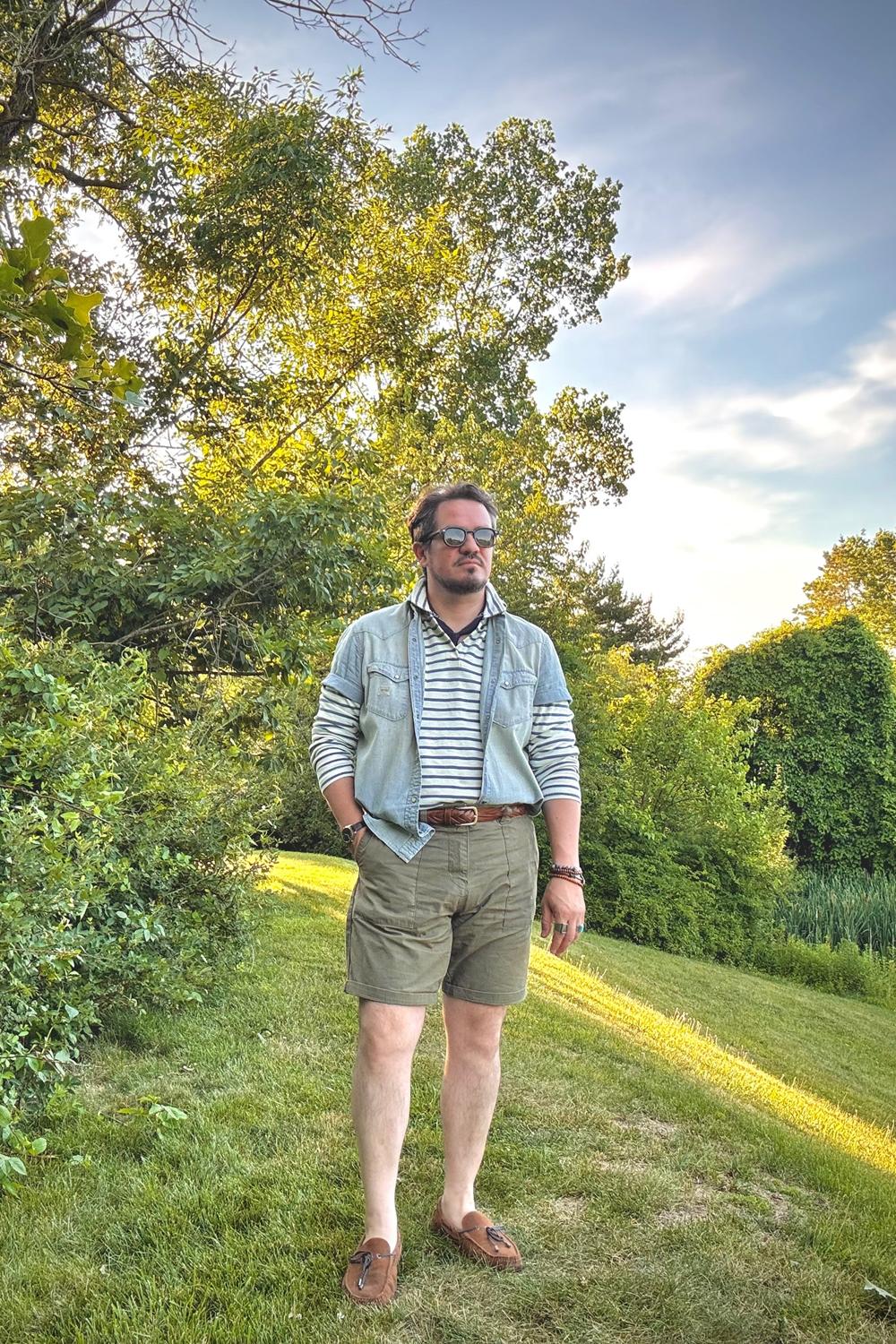 Post featuring Long Sleeve Indigo Polo in Classic White