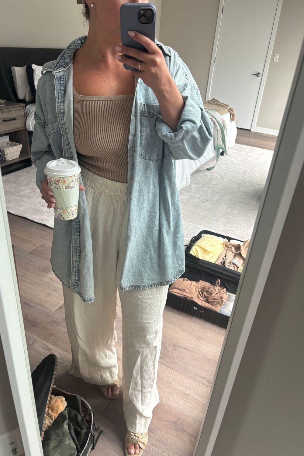 Post featuring High-Waisted Linen-Blend Straight Ankle Pants